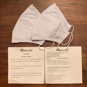 Madewell White w/ Blue Stripes Face Masks (2x)